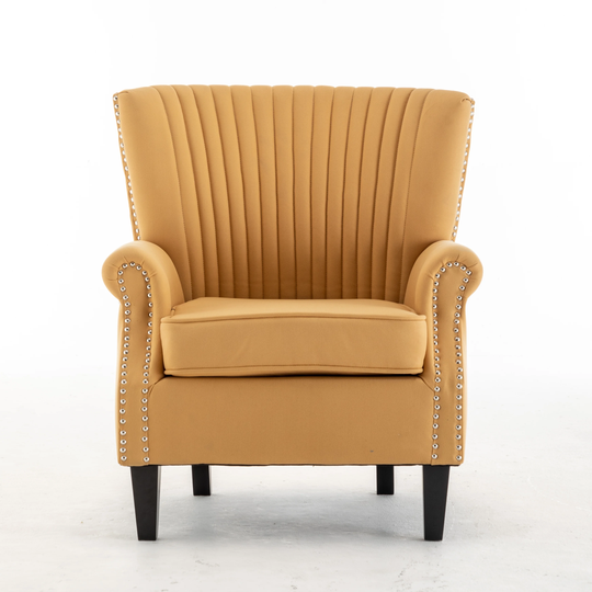 Accent Chair, Living Room Wingback Chair, Tufted Armchair with Padded Seat, Upholstered Accent Reading Chair