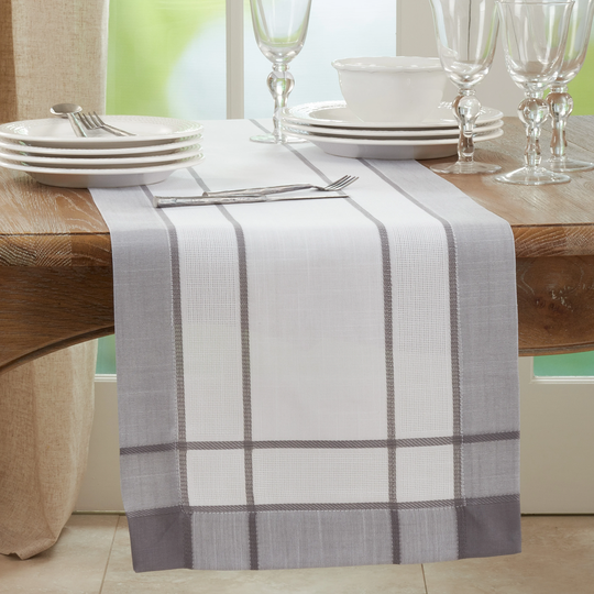 Long Table Runner With Banded Border Design