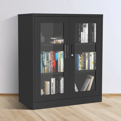 Tempered Glass Storage Cabinet, Kitchen Storage Cabine,3 Shelves,black