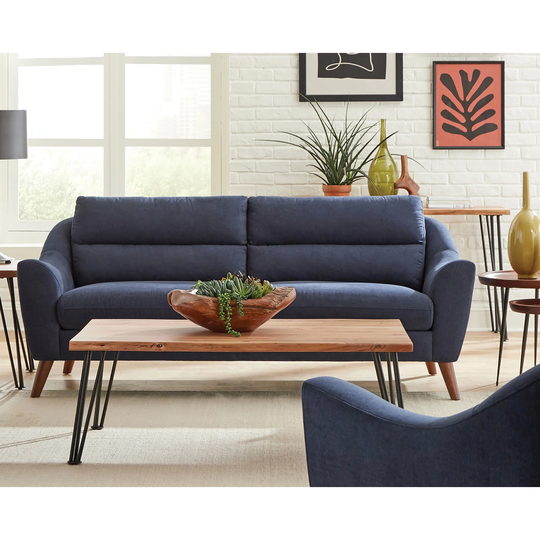 Gano Navy Blue Sloped Arm Upholstered Sofa