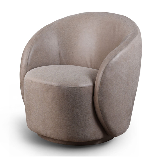 Harp & Finial - Wallis Swivel Chair - Gray Linen On Hardwood
