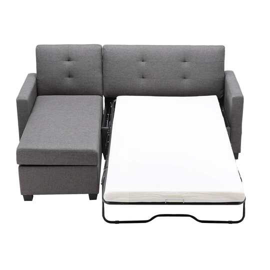 Convertible Sleeper Sofa Bed,Linen Pull Out Couch with Storage Chaise