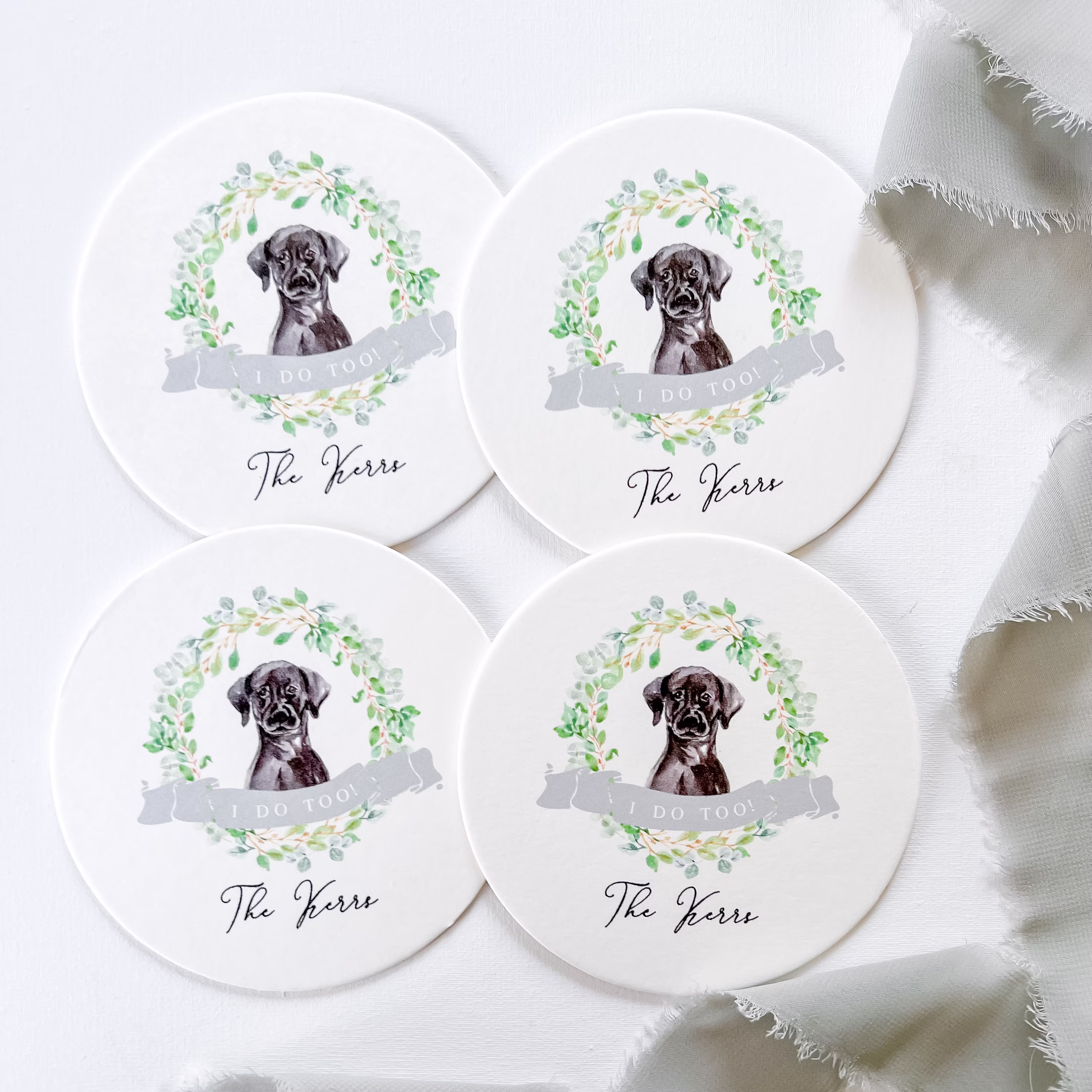 I Do Too Dog Full Color Coaster Personalized Wedding Coaster, Pet Bar Logo Bridal Shower