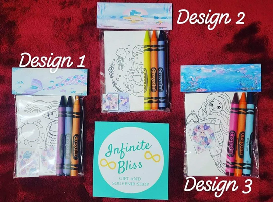 Mermaid Coloring Packs | Pages Party Favor| Birthday Crayola Crayons