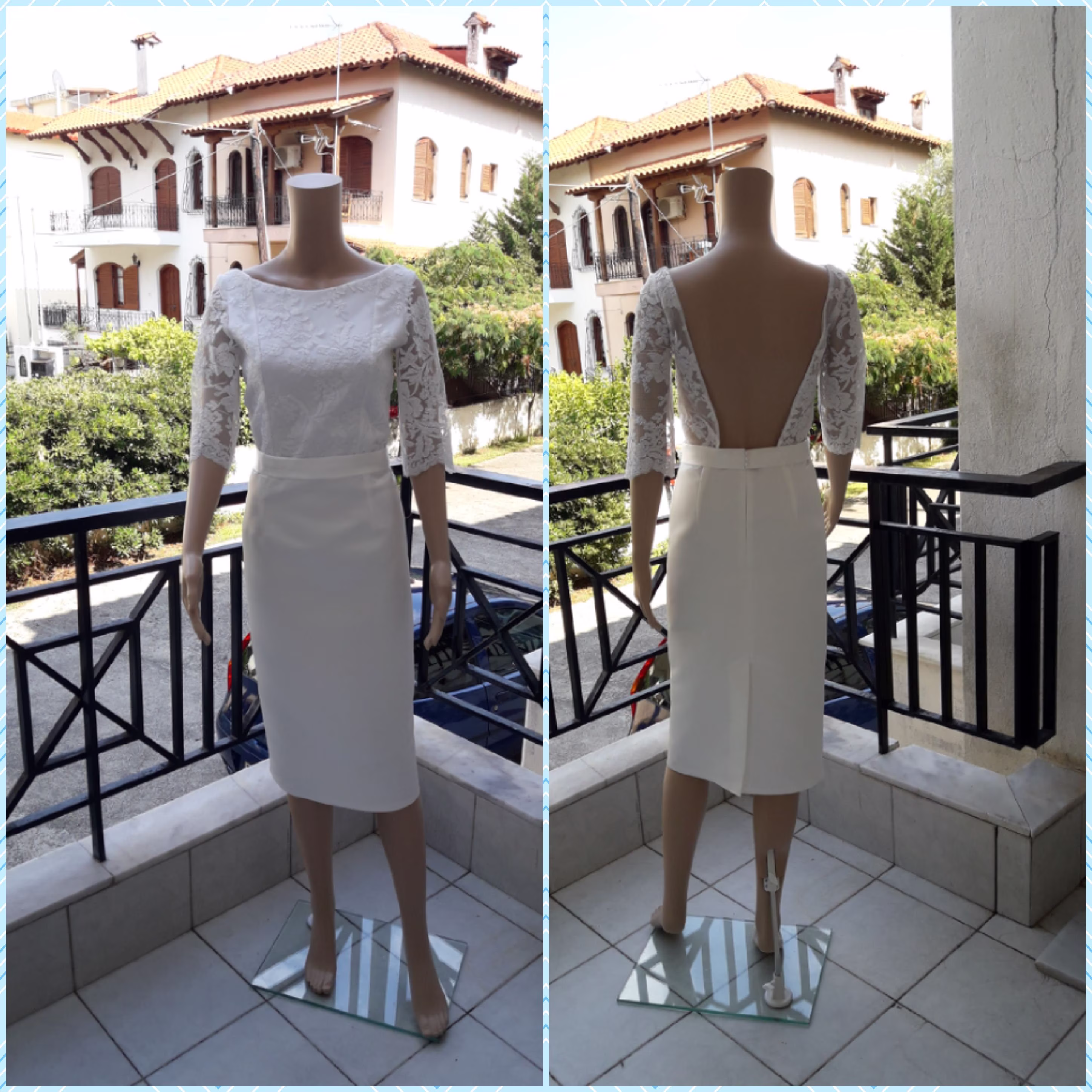 Short Civil Wedding Dress, Pencil Skirt Dress