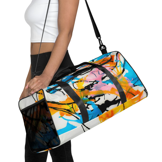 Abstract Ink Art Duffle Bag, Weekend Bag - "Memory", Abstract Painting