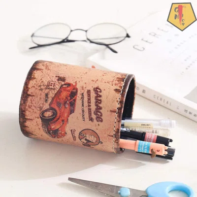 Pen Pencil Holder,Pattern Pen Cup Container PU Leather Desk Organizer Stand Decor Brush Scissor Holder Desk Organizer Decoration For Office Desk Home