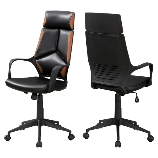 Set of 2 Brown and Black Upholstered Contemporary Office Chair 45.75"