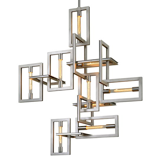 Enigma 9-light Silver Leaf with Stainless Accents Pendant