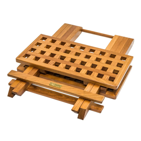 19" Brown Solid Teak Wood Square Indoor Outdoor Folding End Table - 17.75x17.75x18.5