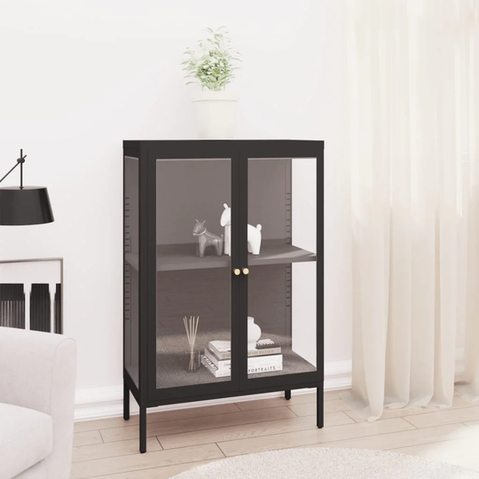 Sideboard Black 29.5"x13.8"x41.3" Steel and Glass