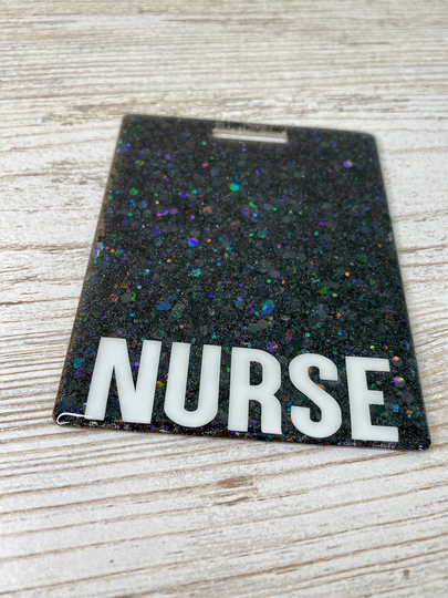 Glitter Badge Buddy/ Nurse Black Glitter Buddy/Id