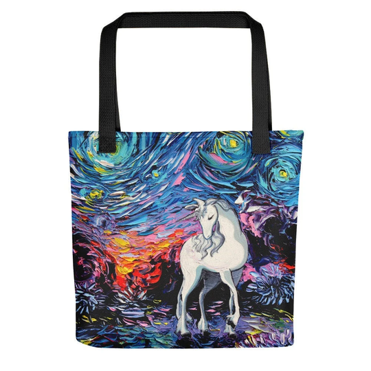 Tote Bag - Starry Night Unicorn Handbag Regret Artwork By Aja Fantasy Purse Overnight Shopping Bag