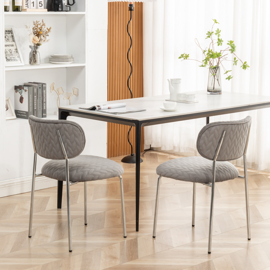 Modern Elegant Velvet Dining Chair Metal Leg Side Chair Accent Chair (Set of 2)