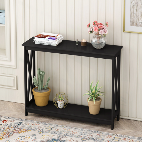 39.37"Console Table, Classic Entryway Table for Home,MDF boards, Rectangle shape, Console Table,Black