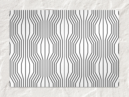 Abstract Linear Chair Mat, Black Splat White Vinyl Floor Art Deco Protective Pvc Area Rug, Housewarming Gift, Splash Mat