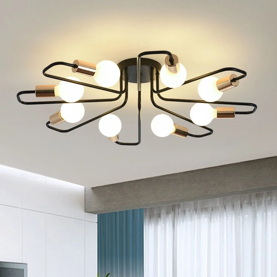 30-inch Modern Sputnik 8-Light Linear Semi Flush Mount