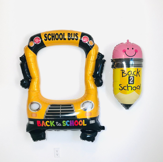 Back To School Balloon, Bus Frame, Pencil First Day Of Photo