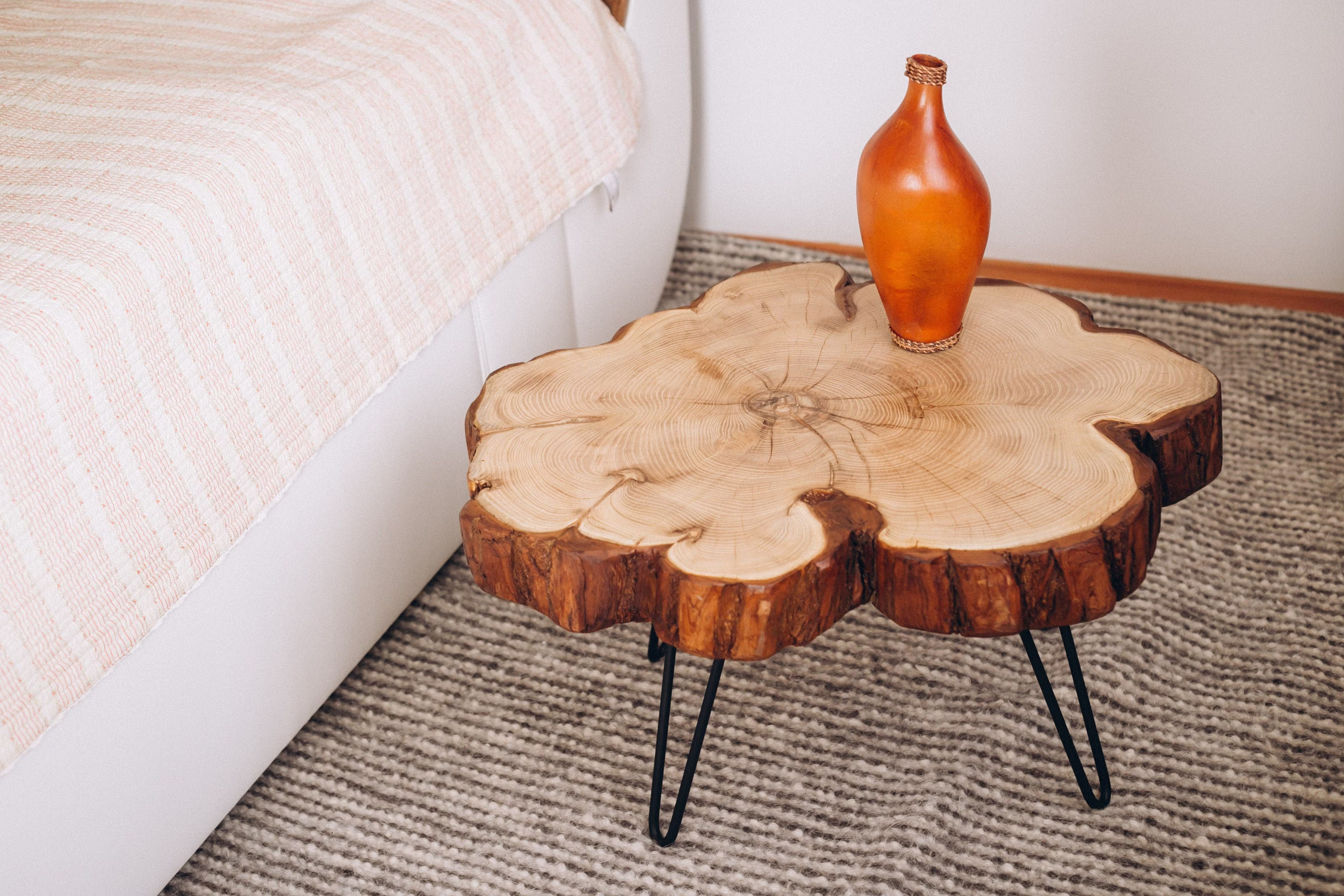 Round Coffee Table, Live Edge Table, Unique Shape Rustic Coffee Table Wood Modern Mid Century Table