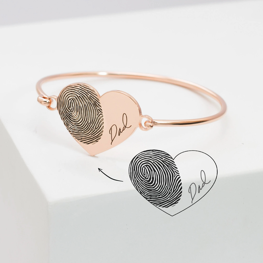 Mothers Day Gifts Fingerprint Bracelet Handwriting Bangle Jewelry Custom Gift Sentimental Bm45