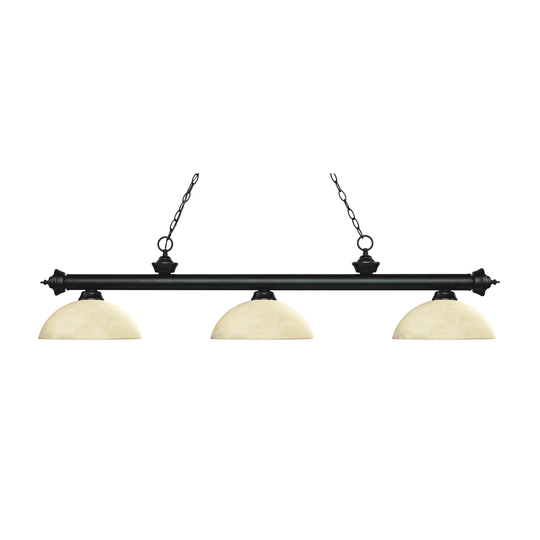 Avery Home Lighting Riviera Matte Black 3-light Island/Billiard Dome Golden Mottle-finished Light - Matte Black