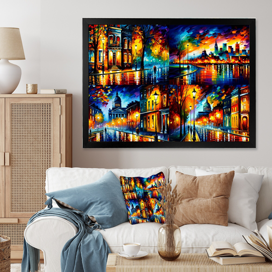 Designart 'Colorful Montreal City I' Cityscapes Framed Art Print