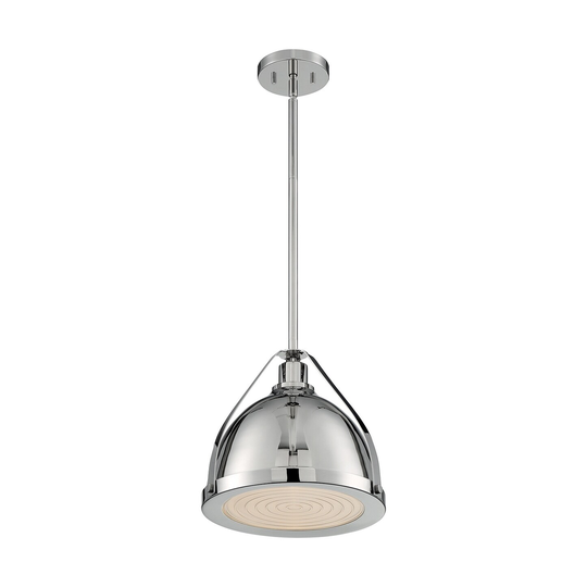 Barbett 1-Light Medium Pendant Fixture - Polished Nickel Finish with Fresnel Glass - Polished Nickel - Polished Nickel