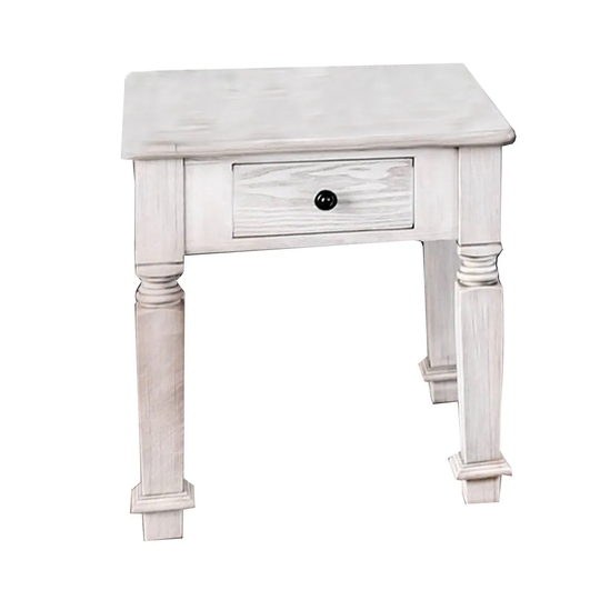 Transitional Style Wooden End Table with 1 Drawer Storage - 24 H x 22 W x 24 L Inches