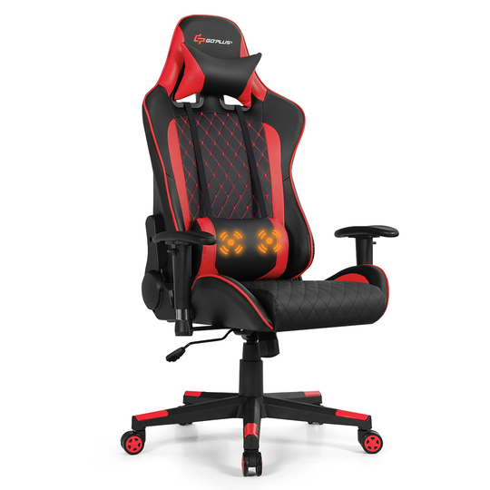 Goplus Massage Gaming Chair Reclining Racing Chair w/Lumbar Support