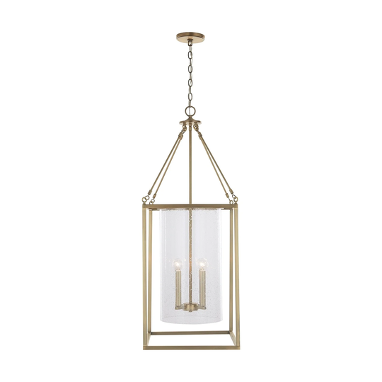 4-light Aged Brass Foyer Pendant