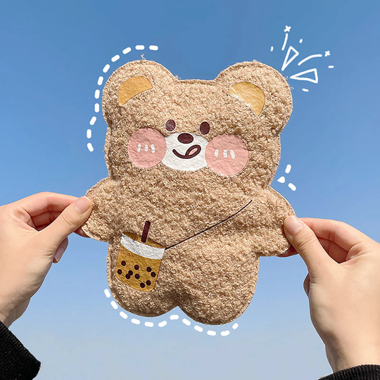 Kawaii Plush Bear Pencil Case, Large Capacity Storage Bag, Pen Storage, Zip Pouch, Cute Make Up School Supplies