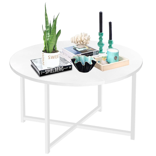 Small Round Coffee Table Circle Modern White Coffee Tables for Living Room Center Table for Small Spaces 31 Inch Coffe Tables