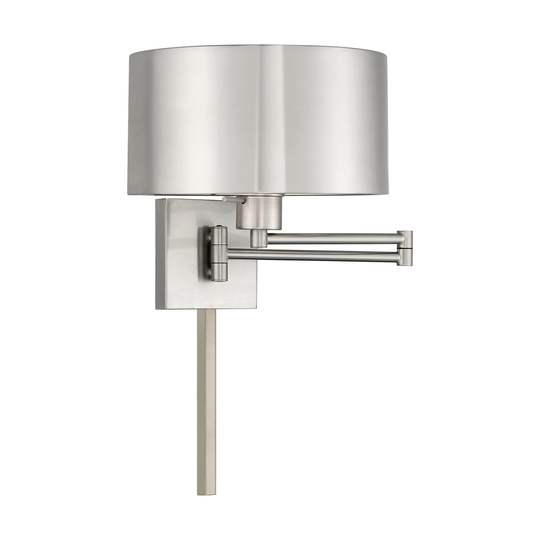 Livex Lighting 1-Light Metal Drum Shade Swing Arm Wall Lamp - 11"W x 11.5"H x 24.25"D - 11"W x 11.5"H x 24.25"D