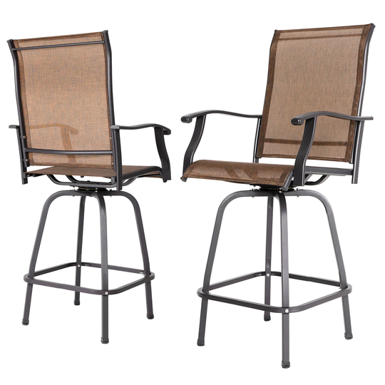 NUU Garden 360-degree Rotating Iron Chairs (Set of 2) - bar swivel chair