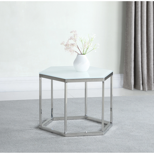 Hexagon Glass Top Accent Table