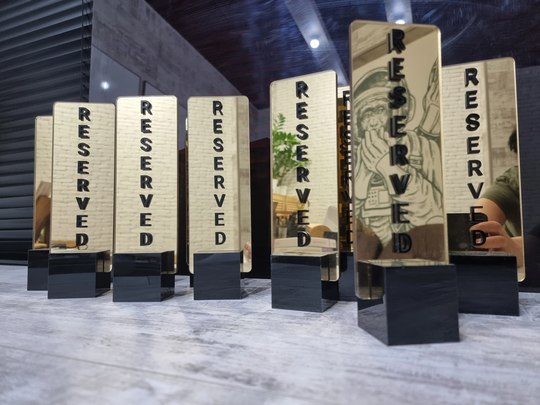 Gold Reserved Table Signs. Reserved. Mirrors. Acrylic Sign Restaurant. Sign. Minimalist Design