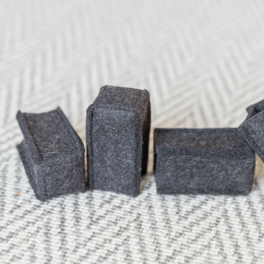 Anthracite Wool Felt Long Lasting Chair Socks With Double Bottom, Kitchen Dining Slipcovers, Cozy Gray Set Of 4