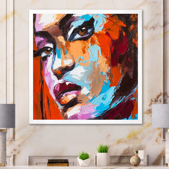 Designart 'Colorful Fantasy Portrait Of A Young Woman' Glam Framed Art Print
