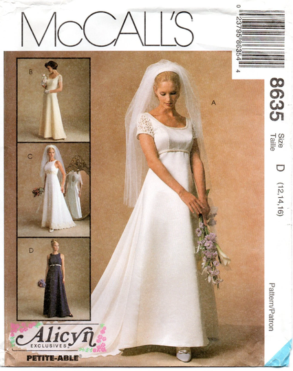 Mccall's 8635 Alicyn Bridal Empire Keyhole Wedding Gown & Bridesmaid Dress Pattern Choose Size