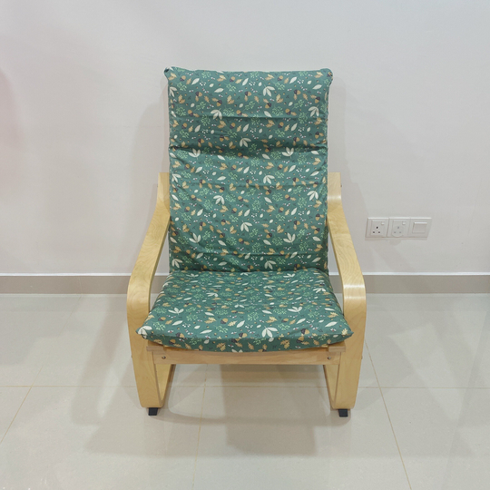 Ikea Poang Chair Cushion Cover - Green Acorn & Leaf