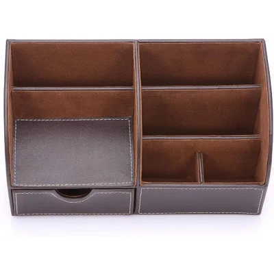 Desk Organizer Pen Pencil Holder Office Supplies Caddy Storage Box Compartments With Drawer