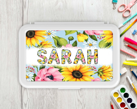 White Pencil Box, Case, Personalized Box For Girls, Floral Back To School Supplies, Teacher Gift, Girls
