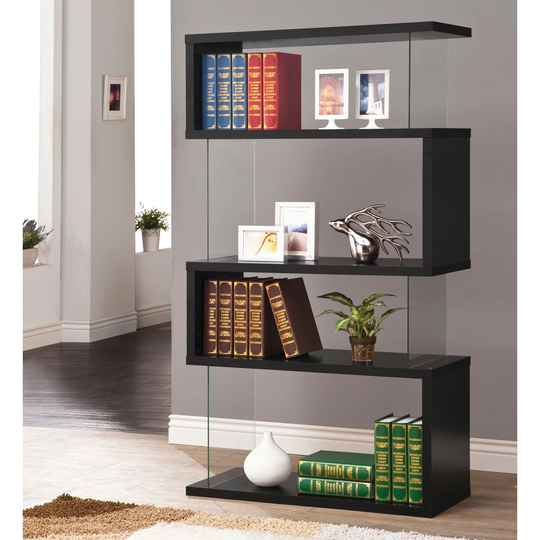 Casual Black 4-shelf Bookcase