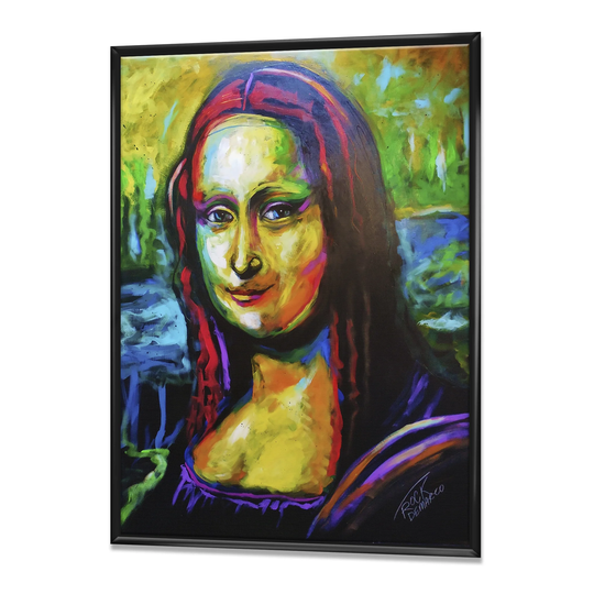 Designart 'Very Colorful Mona Lisa' Modern & Contemporary Premium Framed Canvas Wall Art