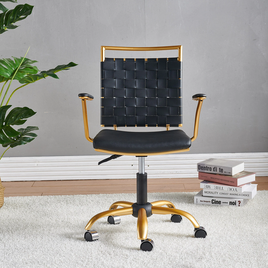 LUXMOD Classy Goldtone Adjustable Swivel Ergonomic Desk Chair