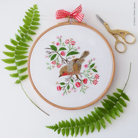 Christmas Robin Bird - Embroidery Art Kit, Creative Diy, Craft Gift, Wall Embroidery, Winter Decor Diy
