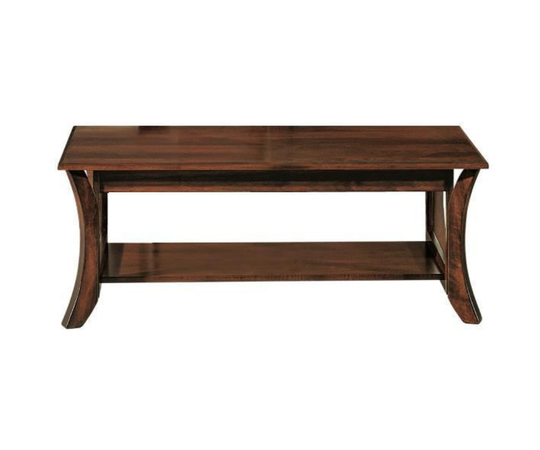 Dutchcrafters 48" Discovery Coffee Table With Open Shelf & Curved Legs, Brown Maple Old Museum Finish - Amish Made in America