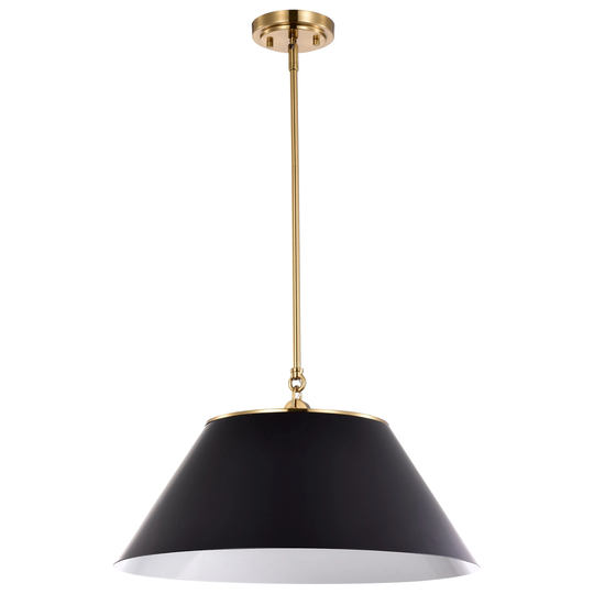 Dover 3 Light Large Pendant Black with Vintage Brass