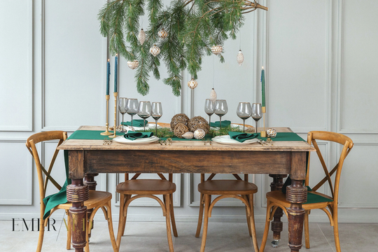 Emerald Table Set - Green Napkins Handmade Decor