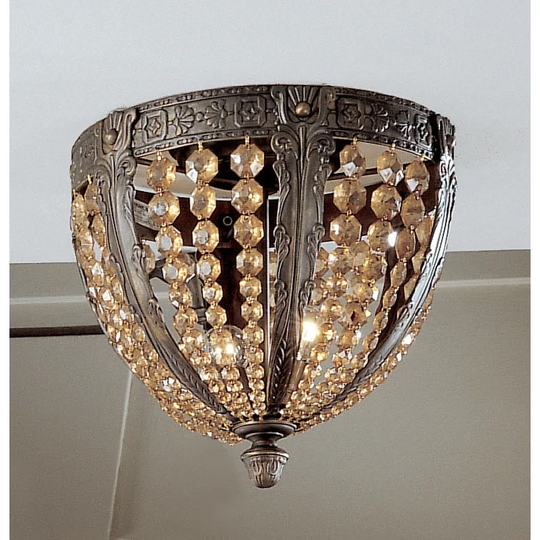Classic Lighting 13" Crystal Cast Brass Flushmount from the Merlot